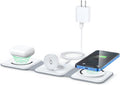 3-In-1 Wireless Charger Compatible with Multiple Devices Including Iphone 17/16/15/14/13 Series, Airpods 4/3/Pro, and Iwatch (Adapter Included) - Magnetic Foldable Design